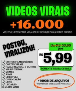 🔥 Pack Vídeos Virais — +16.000 Vídeos Curtos Prontos