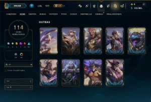 Ouro 1 com TODOS os Champs e 114 Skins ( MID / ADC / TOP ) - League of Legends LOL
