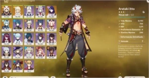 Conta Genshin AR50 Eula+Raiden+Itto - Genshin Impact