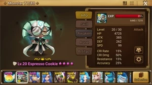 Reroll Summoners War lvl10 com Expresso Cookie de Luz