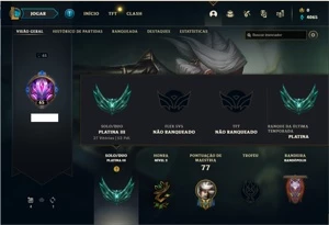 Conta platina 3 com 34 Champs e 14 Skins + 8 Fragmentos - League of Legends LOL
