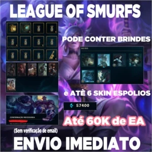 CONTA SMURF (BR SERVER) ESCOLHA SUA SKIN 60 MIL DE EA - League of Legends LOL