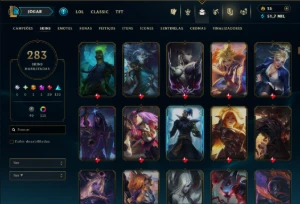 Platina 4 com TODOS os Champs e 283 Skins ( SUP / ADC ) - League of Legends LOL