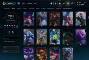 Platina 4 com TODOS os Champs e 283 Skins ( SUP / ADC ) - League of Legends LOL