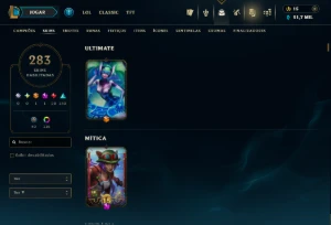 Platina 4 com TODOS os Champs e 283 Skins ( SUP / ADC ) - League of Legends LOL