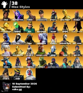 [96 skins] Travis Scott | Gold Midas | Gold Meowscles - Fortnite