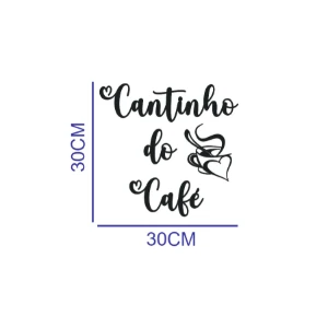 Cantinho do Café Vazado em MDF Preto 30 x 30 cm - Artesanato e Personalizados