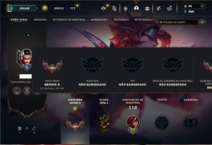 Bronze 2 com 50 Champs e 13 Skins - League of Legends LOL