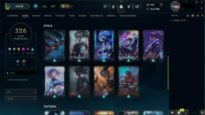 Conta LoL LvL 714, 326 skins, 428 ícones, todos os champions - League of Legends
