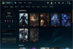 Conta ouro 1 com 65 champs e 24 skins - League of Legends LOL