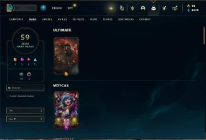 Conta Unranked com 100 Champs e 59 Skins - League of Legends LOL