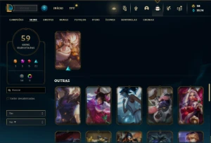 Conta Unranked com 100 Champs e 59 Skins - League of Legends LOL