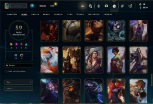 Conta Unranked com 100 Champs e 59 Skins - League of Legends LOL