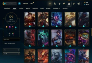 Conta Unranked com 100 Champs e 59 Skins - League of Legends LOL