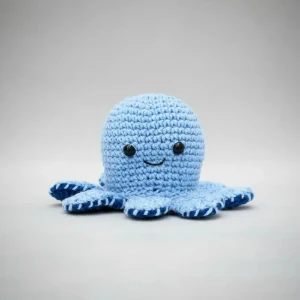 Polvo Reversível Humor Azul Amigurumi - Artesanato e Personalizados