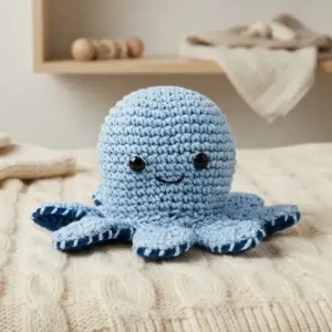 Polvo Reversível Humor Azul Amigurumi - Artesanato e Personalizados