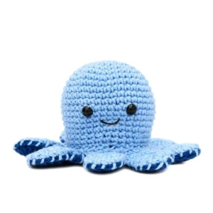 Polvo Reversível Humor Azul Amigurumi - Artesanato e Personalizados