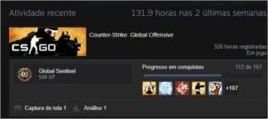 CONTA GLOBAL - 300 HORAS,92 WINS,100+ELOGIOS *LVL 17 STEAM* - Counter Strike CS