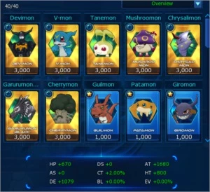 Conta dmo server lilithmon - Digimon Masters Online