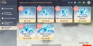 Conta Genshin impact AR55 - Servidor América
