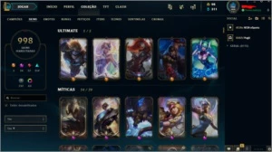 CONTA LEAGUE OF LEGENDS LV121 COM 998 SKINS INCLUINDO PAX TF LOL