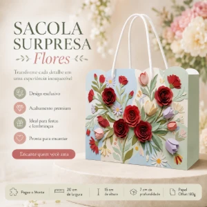 Kit 15 Sacolinhas Rosas Vermelhas - Pegue e Monte - Artesanato e Personalizados