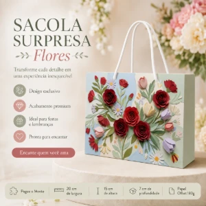 Kit 15 Sacolinhas Rosas Vermelhas - Pegue e Monte - Artesanato e Personalizados