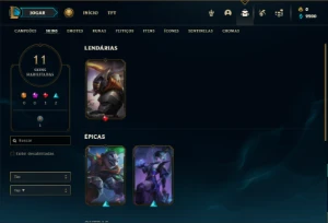 Conta bronze 1 com 31 Champs e 11 Skins + 1 Fragmento - League of Legends LOL