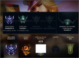 Conta diamante de Prestígio - League of Legends LOL