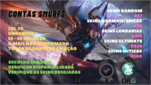 CONTA SMURF UNRANKED 55 - 65 MIL DE ESSÊNCIA AZUL - League of Legends LOL