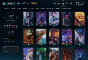 Conta Unranked com todos os Campeões e 392 Skins (ADC / SUP) - League of Legends LOL