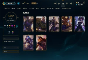 Conta Unranked com todos os Campeões e 392 Skins (ADC / SUP) - League of Legends LOL