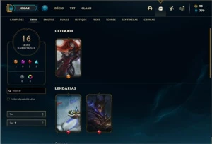 Conta platina 1 ( EX MESTRE ) com 100 PDL, 36 Champs e 16 Sk - League of Legends LOL
