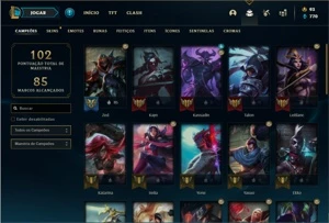 Conta platina 1 ( EX MESTRE ) com 100 PDL, 36 Champs e 16 Sk - League of Legends LOL