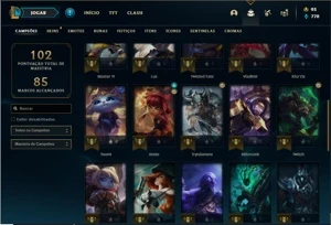Conta platina 1 ( EX MESTRE ) com 100 PDL, 36 Champs e 16 Sk - League of Legends LOL
