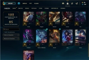 Conta platina 1 ( EX MESTRE ) com 100 PDL, 36 Champs e 16 Sk - League of Legends LOL