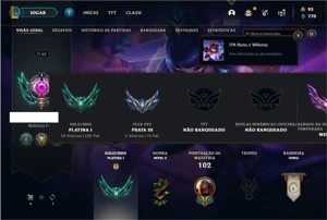Conta platina 1 ( EX MESTRE ) com 100 PDL, 36 Champs e 16 Sk - League of Legends LOL