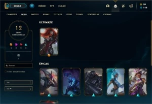 Conta ouro 2 com 37 Champs e 12 Skins + 3 Espolios - League of Legends LOL
