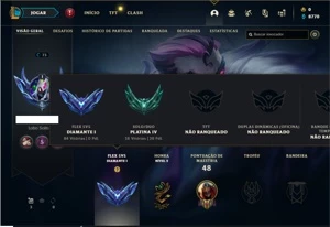 Conta diamante 1 (flex) com 29 Champs e 8 Skins - League of Legends LOL