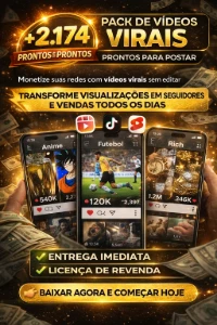 Pack Vídeos Virais Mão De Midas – +2.174 Vídeos 2026 - Outros