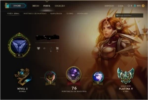 CONTA LEAGUE OF LEGENDS PLATINA V COM MMR ALTO! ÓTIMA CONTA! LOL