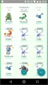 Conta Pokémon Go com vários lendários