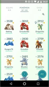 Conta Pokémon Go com vários lendários