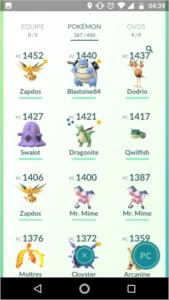 Conta Pokémon Go com vários lendários