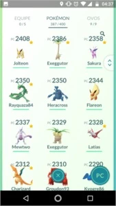 Conta Pokémon Go com vários lendários