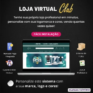 Promoção Loja Virtual Club Script WP  Site de Loja Online