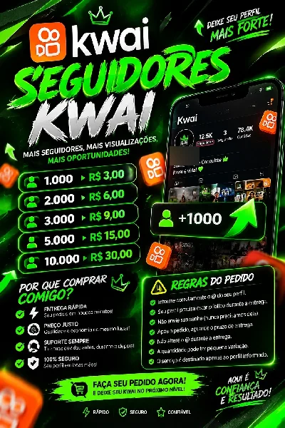 🔥 1.000 Seguidores Kwai por apenas R$ 4.00!! 🚀 - Redes Sociais