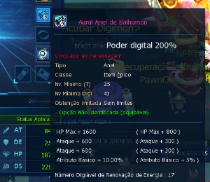 Conta LADMO com susano shin deck legendary vacine - Digimon Masters Online