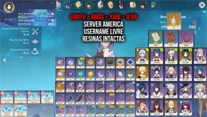 Conta Genshin Impact Ganyu + Arco de Amos + Xiao