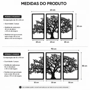Trio Árvore da Vida em MDF Preto - Artesanato e Personalizados